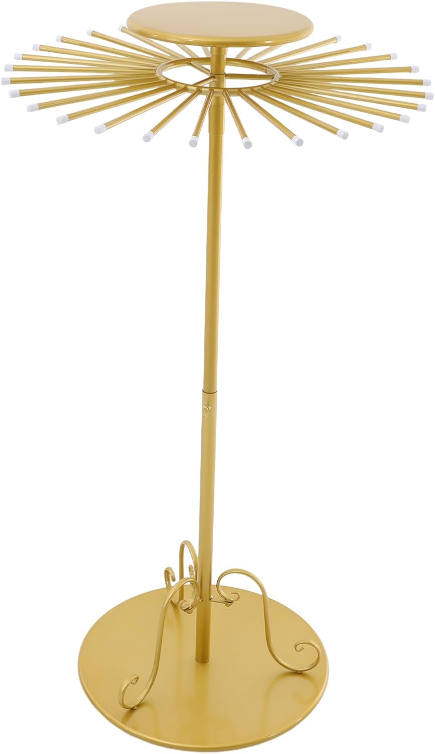 Golden Freestanding Scarf Display Rack with 30 Hanging Rods