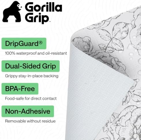 GORILLA GRIP Shelf Liner, Kitchen Drawer Protector, 12x240 Floral Gray
