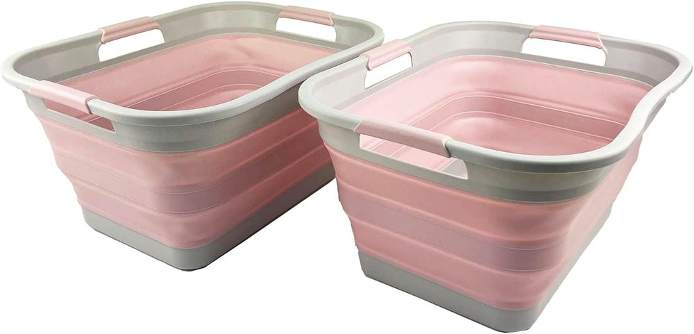 SAMMART 30L (8 gallon) Collapsible Plastic Laundry Basket-Foldable Pop Up Sto...