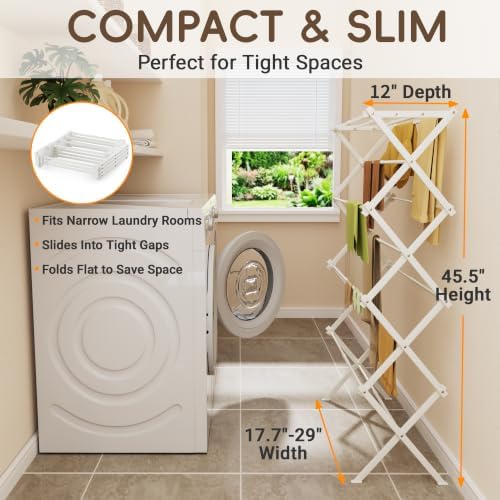 4-Tier Foldable Clothes Drying Rack for Long Garments