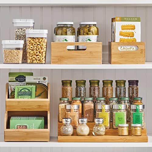 mDesign Kitchen Storage Box - Large Wooden Box with Handles - Bamboo Kitchen ...