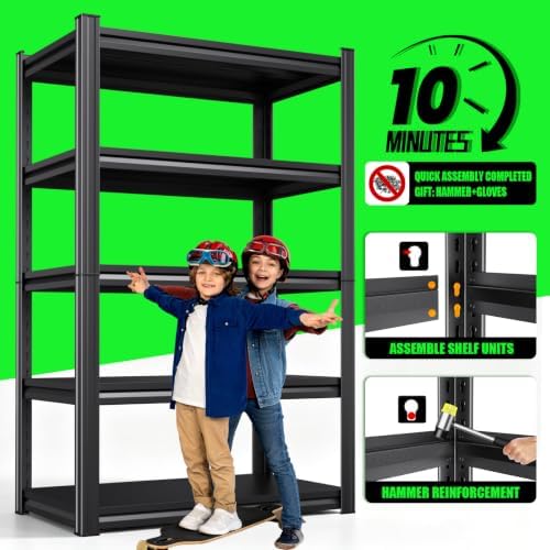 Metal Storage Shelves 5-Tier Garage Shelving Unit, 20" Dx46 Wx71.2 H She...