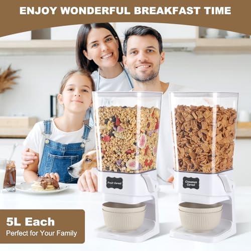 Cereal Dispenser Countertop with Cereal Bowls,16 Labels & Pen, Cereal Con...