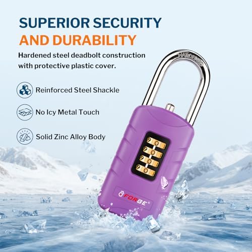 Forge 4-Digit Combination Padlock with Backup Keys, Recover Forgotten Code, W...