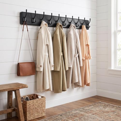 WEBI Coat Rack Wall Mount,38 9/16" Long,10 Hooks,Coat Hooks Wall Mounted...