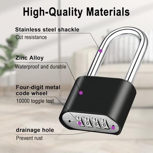 4pcs Combination Lock, 4-Digit Heavy Duty Combo Lock