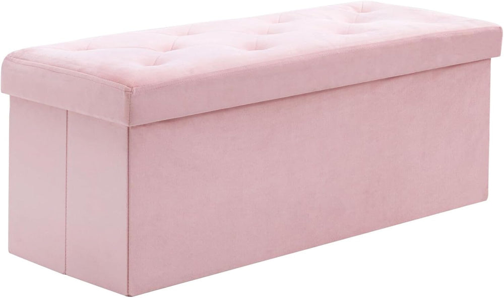 BRIAN & DANY 43 Inches Folding Storage Ottoman Bench, Velvet Ottoman with...