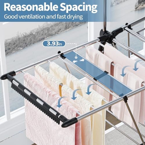 APEXCHASER Clothes Drying Rack with High Hanger, 3-Level Drying Racks