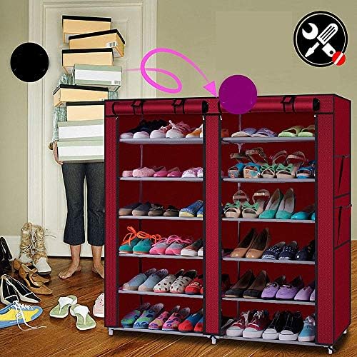 6 Tier Shoe Rack Organizer for 36 Pair Shoes, Double Rows 12 Lattices Free St...