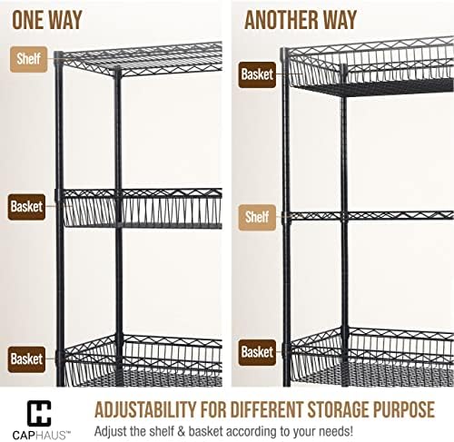 CAPHAUS NSF Commercial Heavy Duty 4 Tier Wire Shelving w/Two Rectangle Basket...