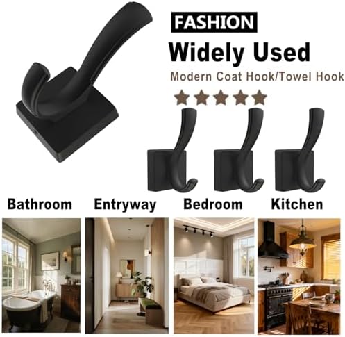 TOFIIGREM Black Wall Hooks Coat Hook, Towel Hooks Robe Hook for Bathroom, Ent...