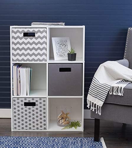 DII Collapsible Polyester Storage Cube, Chevron, Gray, Large