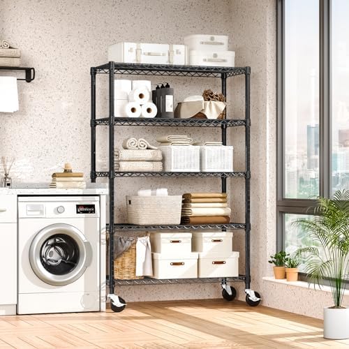 M MZG 5-Shelf Storage Shelves,Wire Shelving Heavy Duty Metal Storage Shelving...