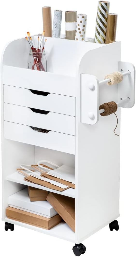 Honey-Can-Do Deluxe Rolling Craft Storage Cart with Locking Wheels | Organize...