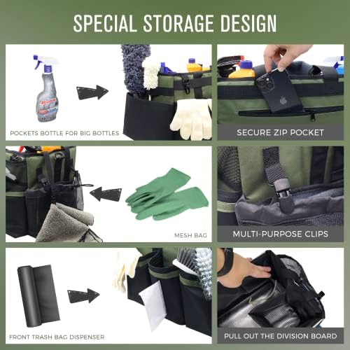 SCAVATA Wearable Cleaning Caddy Organizer with Handle & Shoulder Straps f...