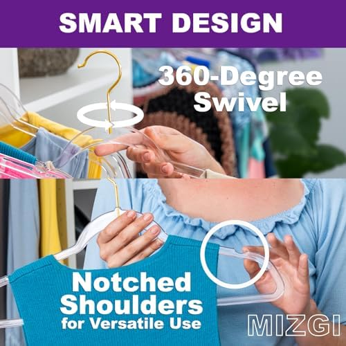 Premium Clear Invisible Acrylic Hangers,Crystal Plastic Hangers,Clear Hangers...