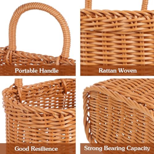 Zerodeko Handmade Wicker Hanging Basket 9.64X6.10X8.66 Inch Natural Wall Stor...