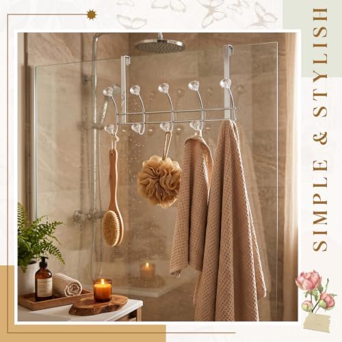 Over The Door Towel Hooks with Crystal Knobs, 10 Hook Heavy Duty Doors Hanger...