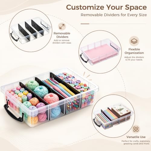 Citylife 2PC Storage Bins with Lids,Storage Box with Dividers