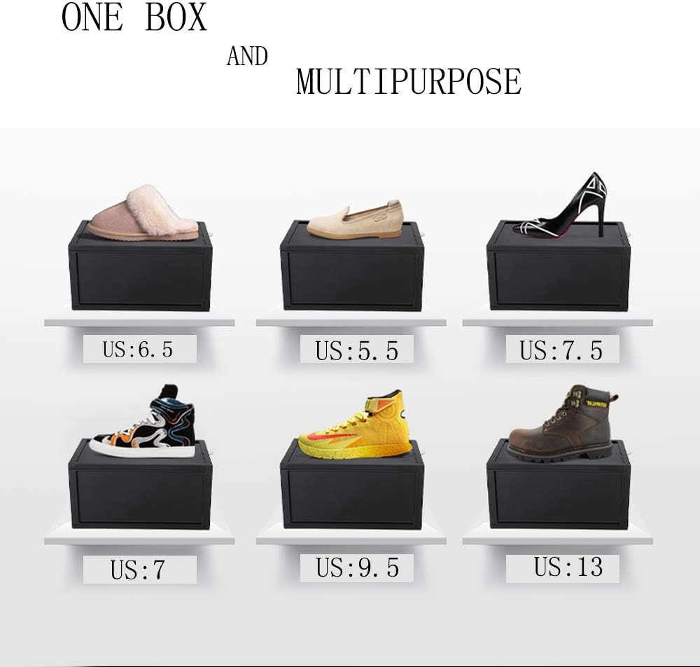 Storage Shoes Box Womens Mens Shoe Storage Display Box Plastic Foldable Stack...