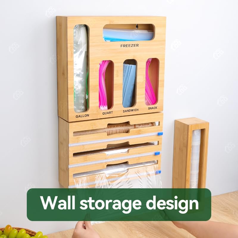 LDQ 9-in-1 Shatterproof Square Bamboo Storage Box - Aluminum Foil Dispensr wi...