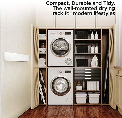 Step Up Laundry Drying Rack (28-INCH White), Wall Mounted, Retractable Clothe...