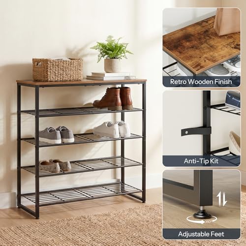 HOOBRO Shoe Rack, 5-Tier Narrow Shoe Organizer for Entryway, Holds 16-20 Pair...