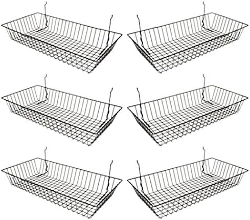 Econoco Black Wire Basket for Pegboard, Slatwall or Gridwall, 6 Pack
