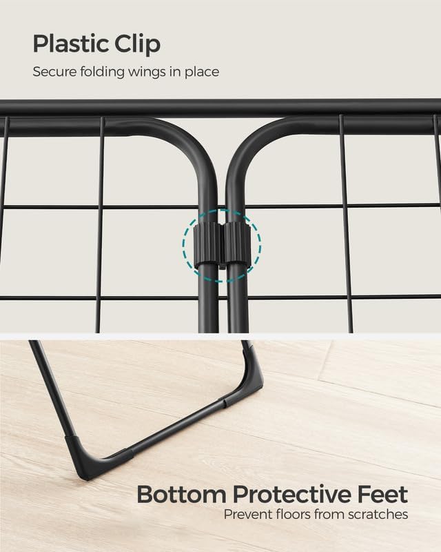 SONGMICS Clothes Drying Rack, Foldable, Heavy Duty, 2 Gullwings