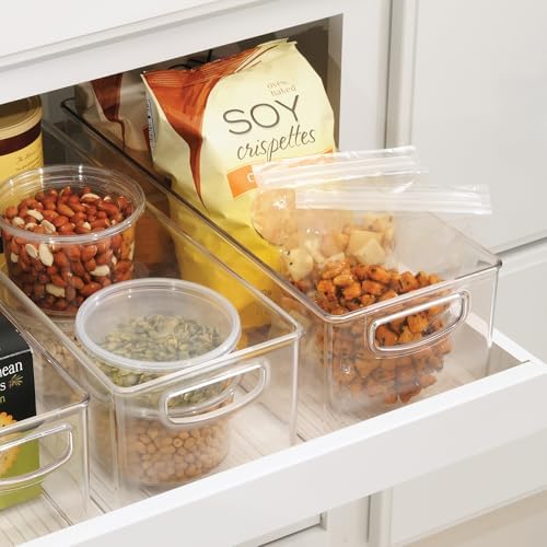 iDesign Plastic Stackable Pantry Bin with Handles, Set of 2, Clear