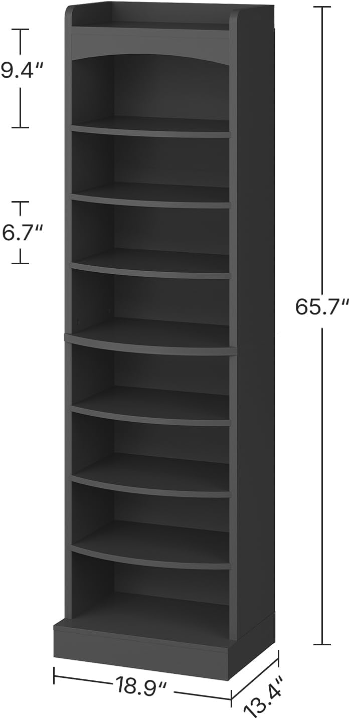 YATINEY 9-Tier Tall Shoe Rack, Wooden Shoe Storage Organizer, Narrow Shoe Cab...