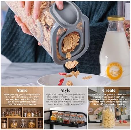 Kilner 3 Litre Glass Cereal Dispenser | Storage Jar with Airtight Glass &...