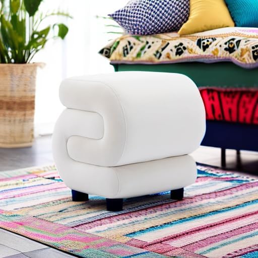 KIVENJAJA Velvet Vanity Stool, Modern S-Shaped Pouf Ottoman Footrest Makeup C...