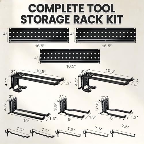 Garage Tool Organizer Wall Mount, 49.5 Inch Heavy Duty Garage Organization Sy...