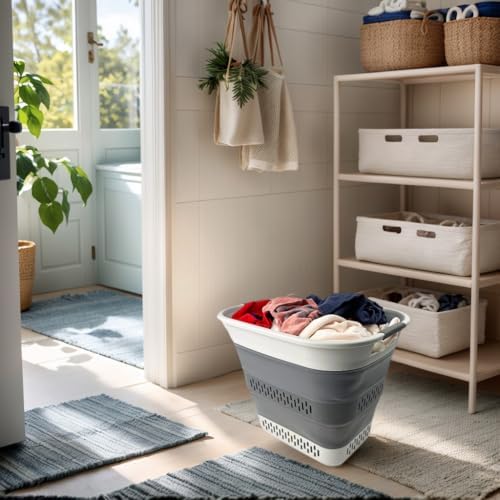SAMMART 40L (10.5 Gallon) Collapsible Plastic Laundry Basket - Foldable Pop U...