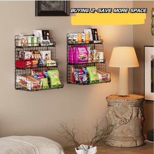 X-cosrack Stackable Wire Basket 3 Tier Countertop& Wall Mounted Metal Sto...