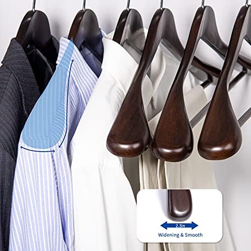Nature Smile Luxury Mahogany Wooden Suit Hangers - 6 Pack - Wood Coat Hangers...