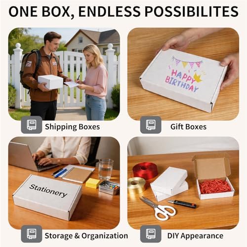 Fishat 9" x 6" x 2" White Corrugated Cardboard Shipping Boxes ...