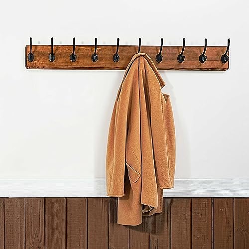 WEBI Rustic Coat Rack Wall Mount,10 Hooks,38 9/16" Long Coat Hooks Wall ...