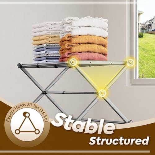 KINGBOARD Clothes Drying Rack, 3-Tier Foldable Extendable, Grey