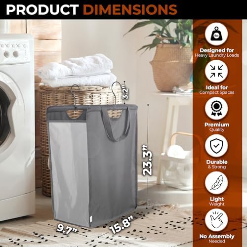 ALCOVA 2 Pack Hanging Laundry Hamper, 59L Over the Door Laundry Bag, Grey
