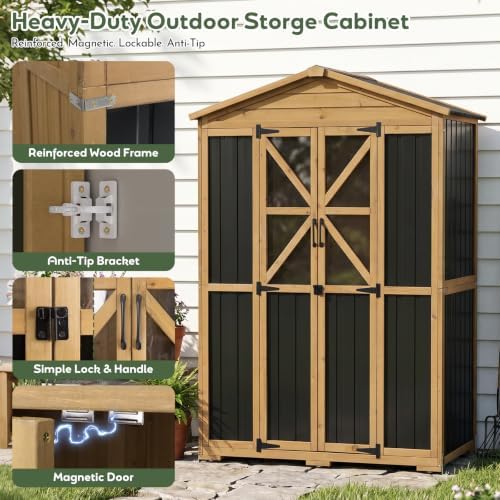 Extra Large Outdoor Storage Cabinet Weatherproof, Garden Shed with Shelves