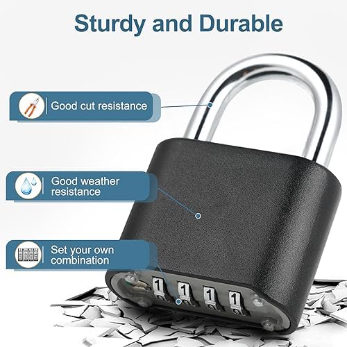 DELSWIN Heavy-Duty Combination Padlock Locker Lock - 4 Digit Combination Lock...
