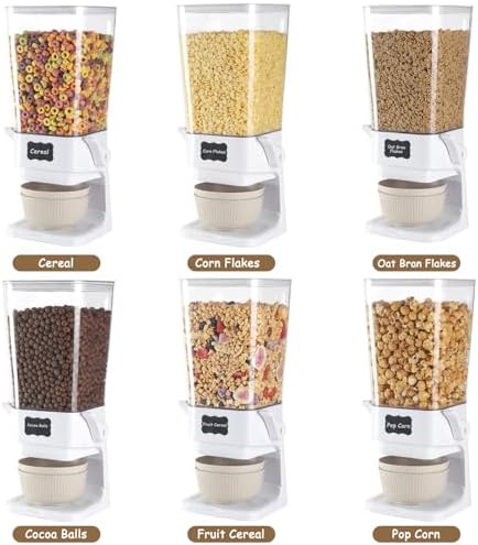 Cereal Dispenser Countertop with Cereal Bowls,16 Labels & Pen, Cereal Con...