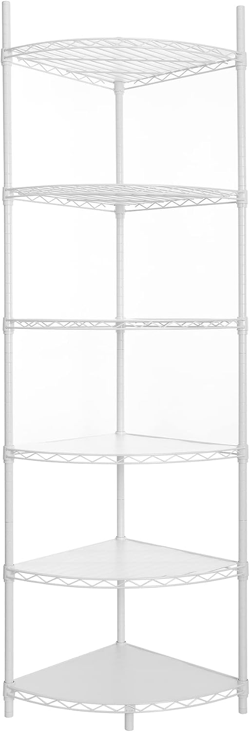 6 Tier NSF Metal Corner Shelf Wire Shelving Unit, 420lbs Capacity Heavy Duty ...