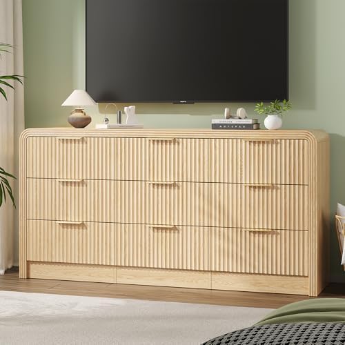 Decofy Fluted 9 Drawers Dresser, 63'' Wide Chest of Drawers for Bedroom