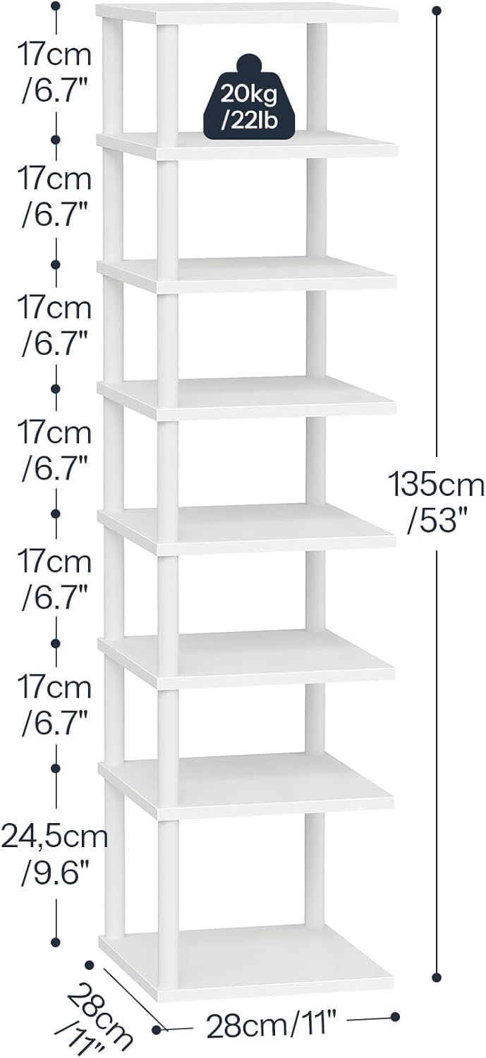 HOOBRO Vertical Shoe Rack, 8-Tier Narrow Shoe Shelf, Shoe Storage Organizer f...