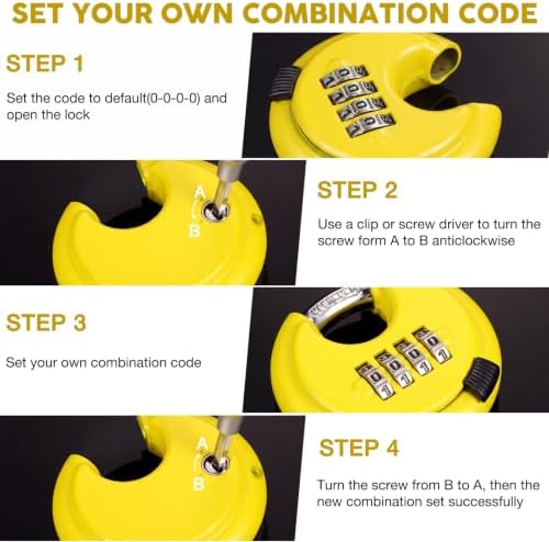 Maitys 10 Pack 4 Digit Combination Lock, Yellow