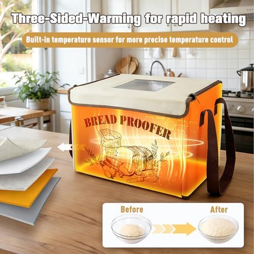 Folding Bread Proofing Box with 3-Side Heating & 50-113℉ Precise Temp Con...