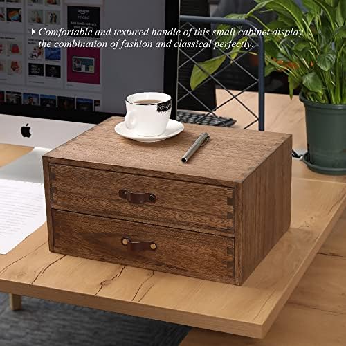 DDYURI Wood 2 Drawer Desktop Organizer Cabinet - Desk Storage Box for Kitchen...